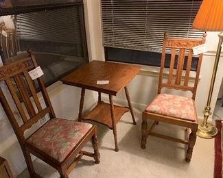 Beautiful carved chairs and spindle table