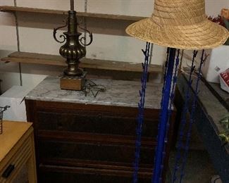 Marble topped antique dresser
Singer sewing machine and table
Rotating display