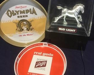 Brewing Trio: Schmitz, Olympia trays & lighted Bud Light Clydesdale Sign https://ctbids.com/#!/description/share/276108