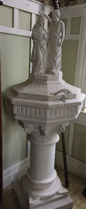 Stunning Old Baptismal Font from a Church in New Orleans
    5’6” Tall