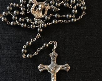 Vintage Sterling Silver Genuine Stone Rosary
