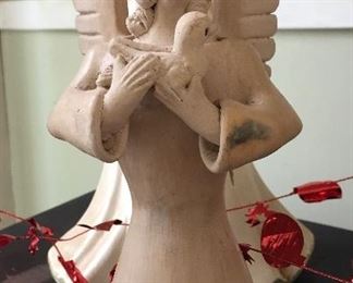 Lovely Handmade Pottery Sacramental Angel with Dove
