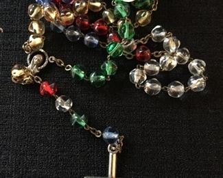 Vintage Multicolored Glass Bead Rosary