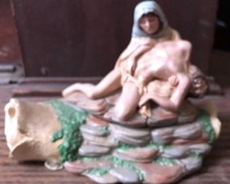 Vintage Handmade & Hand Painted Figurine of Mary Holding Jesus 