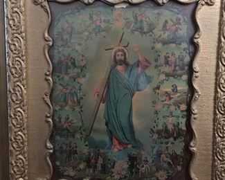 Very Old Beautifully Framed Way of the Cross Portrait 