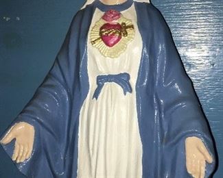 Vintage Hand Painted Concrete Immaculate Heart of Mary 
      Height 21”