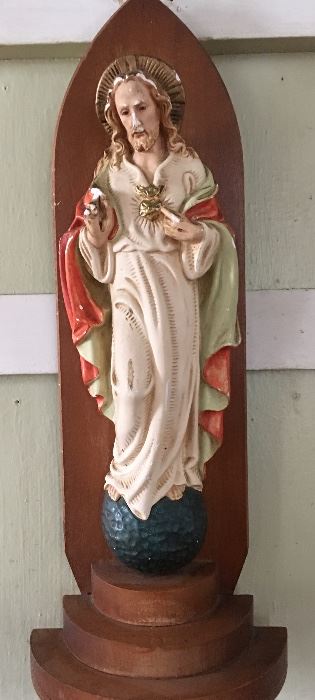 Very Old Beautiful Jesus on Wooden Platform 