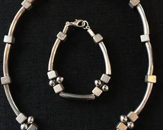 Silver Necklace and Bracelet Set
