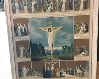 Vintage Framed Way of the Cross