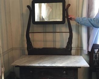 Very Old Marble Top Wash Stand/Vanity 