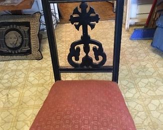 Beautiful Very Old Kneeler with Lovely Cross Center Piece