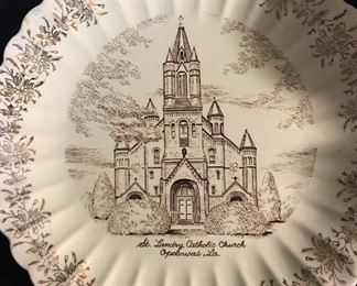 Vintage St Landry Catholic Church, Opelousas, Louisiana Plate 