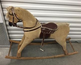 Vintage Corduroy Rocking Horse https://ctbids.com/#!/description/share/275179