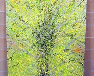 Sam Finley (American, 1956 - ), Abstract Wall Art Of Tree, 4' x 5', Signed On Back