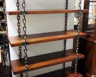 Contemporary Solid Wood And Chain Bookshelf 70.5"H x 48" W x 16" D