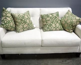 Fusion Furniture Upholstered Loveseat Including Four Studio Chic Throw Pillows, 36" x 68" x 40"