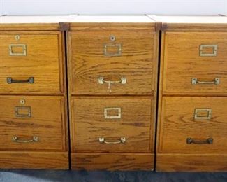 Wood 2 Drawer Filing Cabinets, Qty 3, 28" H x 16" W x 17" D
