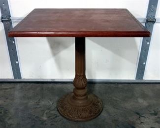 Solid Wood Pedestal Table With Metal Base, 29" H x 29" W x 24" D