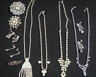 Costume Jewelry, Includes Pins, Necklace And Earrings