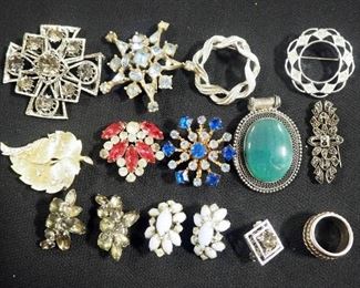 Costume Jewelry, Includes Pins And Pendants