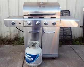 Char-Broil Floor Burner Gas Grill Model 463344116, With Manual And Blue Rhino Propane Tank