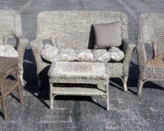 Five Piece Wicker Patio Set, With Cushions