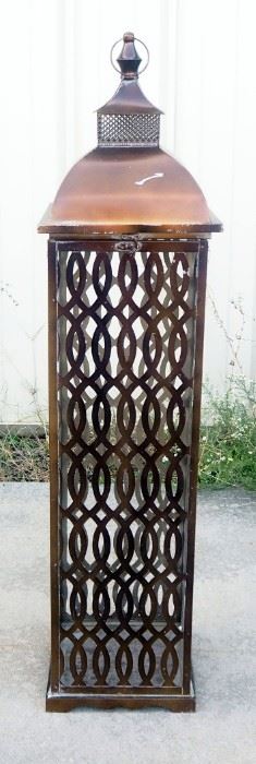 Metal Decorative Grated Container With Flip Top Lid, 42" H x 10.25" x 10.25"