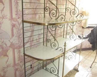 Large Brass & Marble Bakers Rack Display