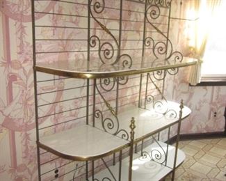 Large Brass & Marble Bakers Rack Display