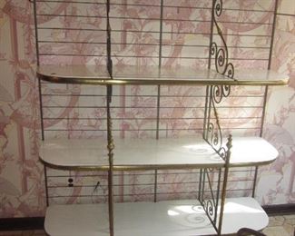 Large Brass & Marble Bakers Rack Display