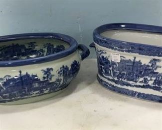 Large Ironstone Blue & White Planters