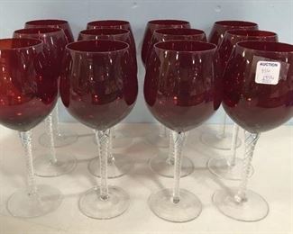 Tall Ruby Red Wine Stemware