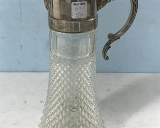 Silverplate & Glass Caraffe Pitcher