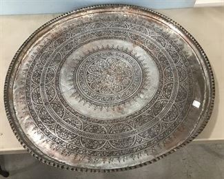 Large Silver Plated Etched Wall Plaque