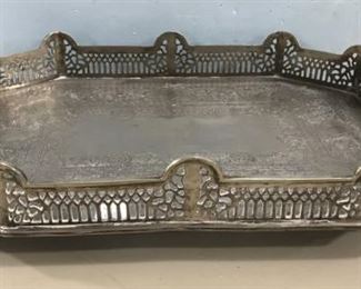 Ornate Silver Plated Footed Tray