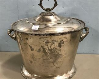 Large Silver Plate Handled Bucket