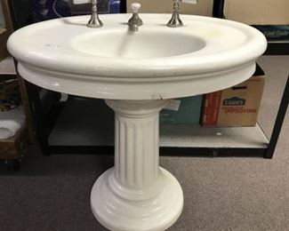 Large Antique Iron Pedestal Sink