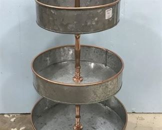 Modern Galvanized Metal Three Tier Display Stand