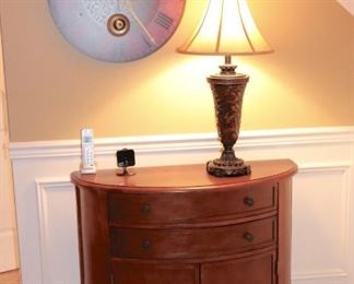 Demi-Lune Table, Stylized Clock and Lamp