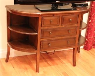 Demi-Lune Cabinet with Center Drawers and Side Shelves