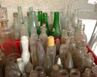 soda, liquor, perfume bottles
