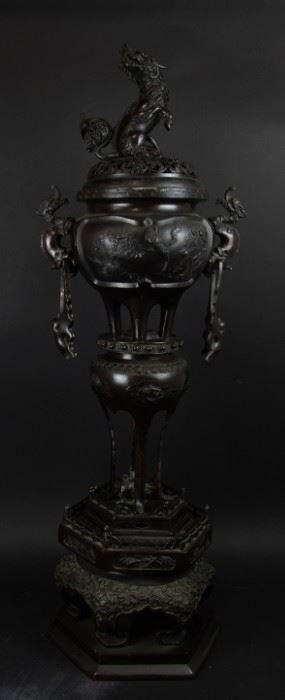 A Magnificent Meiji Bronze Tiered Censer