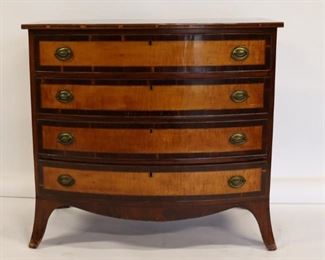 Antique Banded Sheraton Bow Front Chest