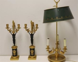 Antique Bronze Lighting Lot To Include