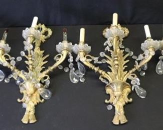 Antique Gilt Bronze Ribbon Form Sconces
