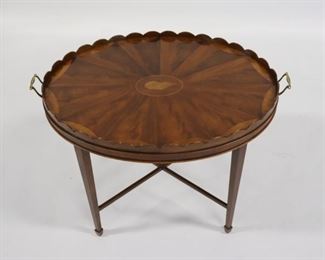 BAKER Signed Inlaid Mahogany Tray Top Coffee