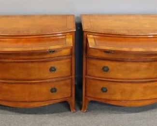BAKER Signed Pair Of Mahogany Chests With Leather