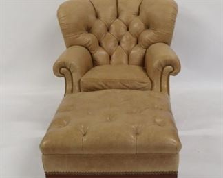 Brunschwid Fils Leather Lounge Chair Ottoman