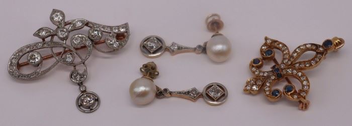 JEWELRY Antique Diamond Jewelry Grouping