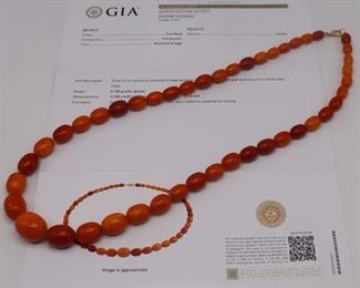 JEWELRY Amber Necklace GIA Report No